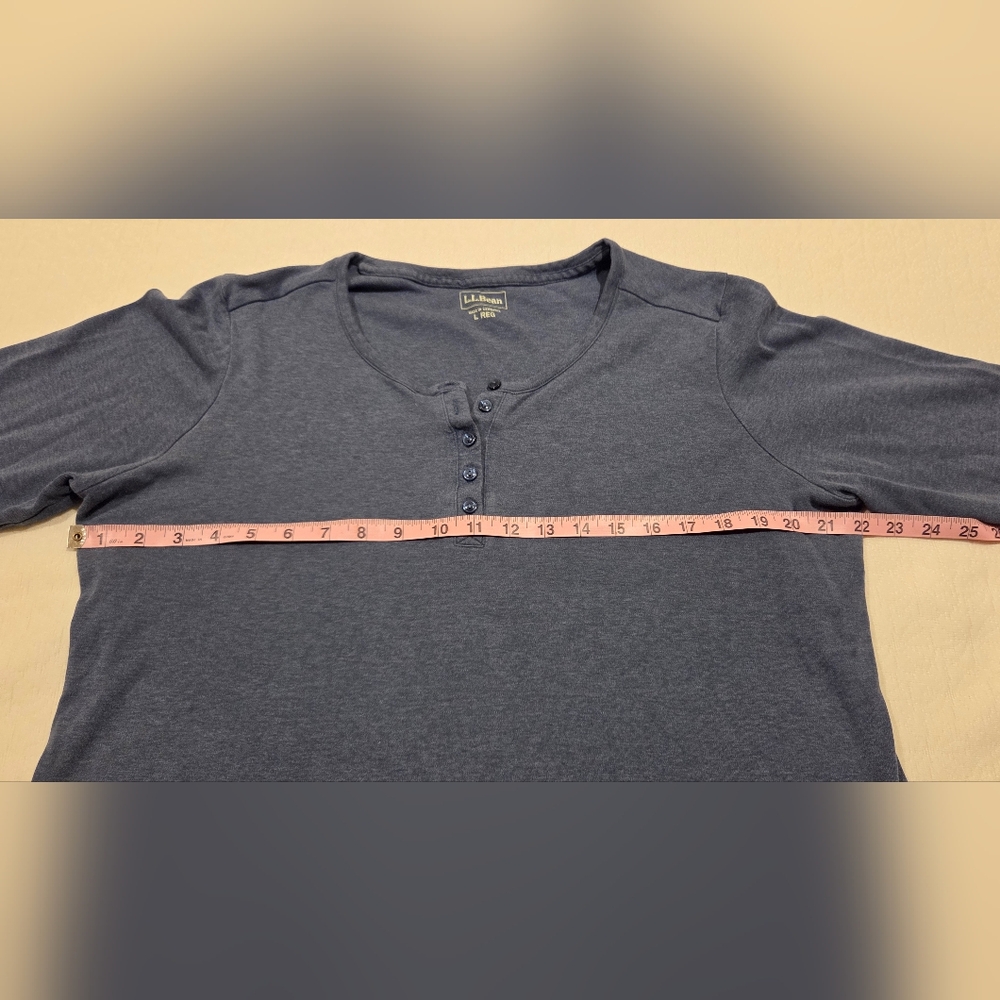 L.L. Bean Women's Slate Blue Henley Three-Quarter Sleeve Top - Picture 6 of 6